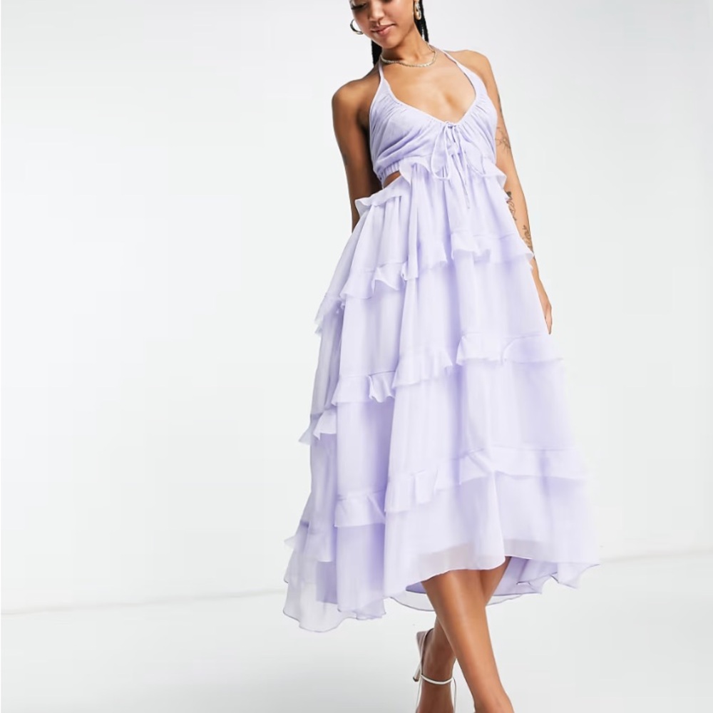ASOS purple ruffle dress